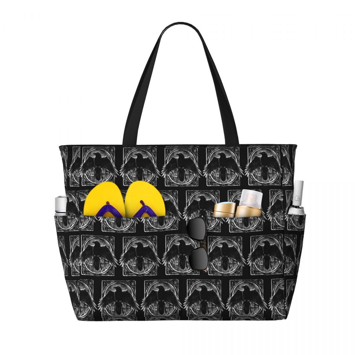 Yoga Fitness Watch - Odin's Watcher Yggdrasil Raven Beach Tote
