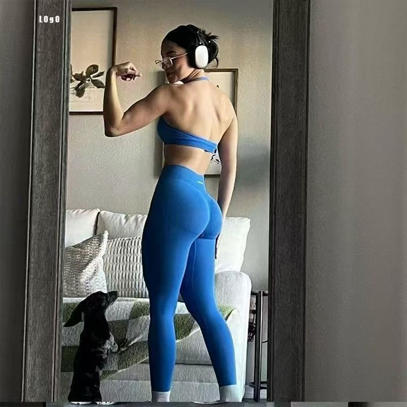 Yoga Fitness Logo Design - Leggings de sport sans couture pour