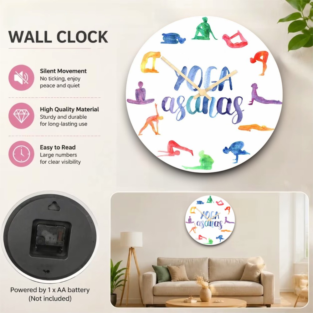 Horloge murale Yoga Asanas en  - Yoga Fitness Watch avis et prix